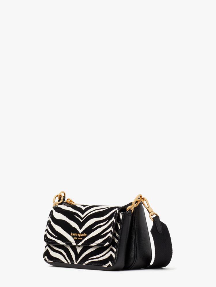 Kate Spade Morgan Zebra Embossed Double-zip Dome Crossbody