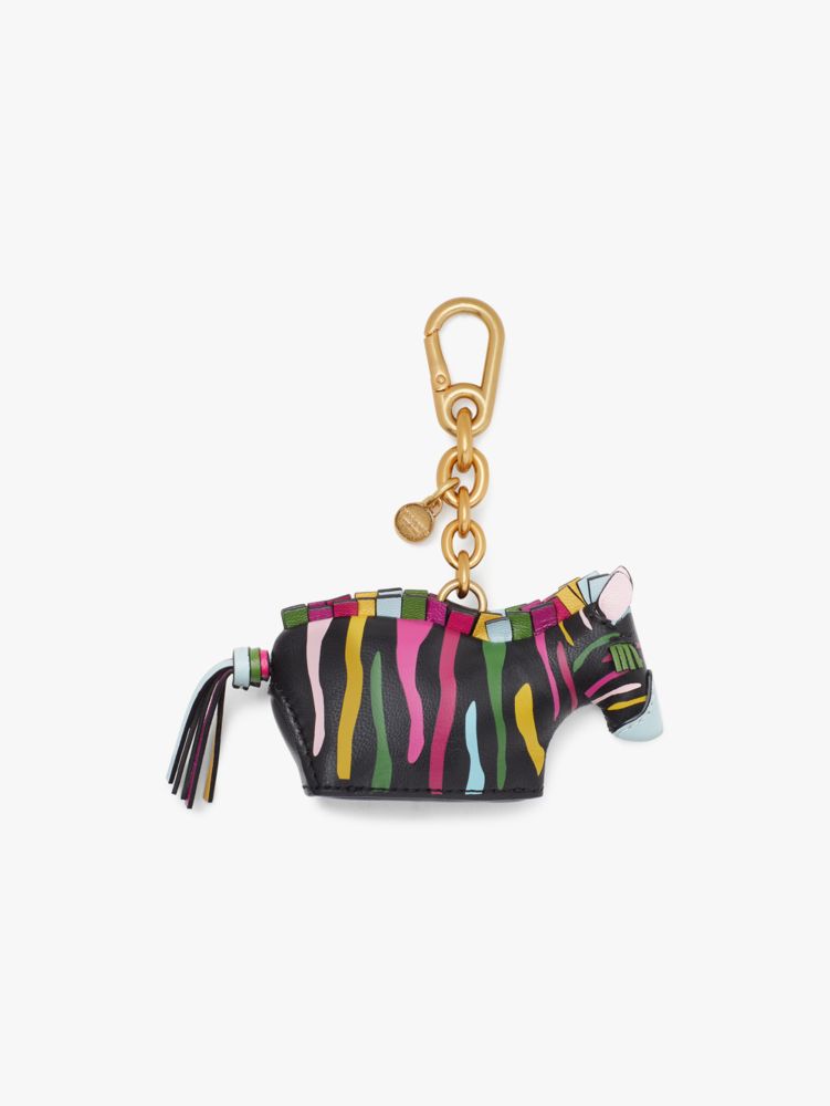 NEW KATE SPADE Reversible Spade Bag Charm Key Chain Key Fob BLACK / WHITE