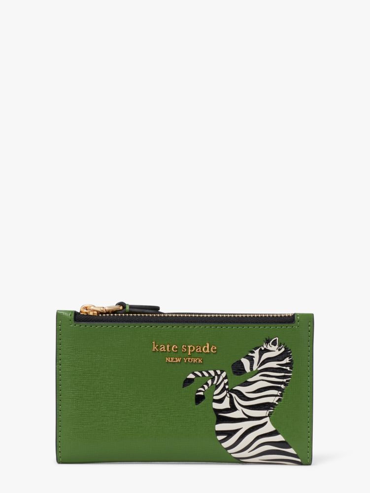 Kate Spade,Ziggy Zebra Embellished Small Slim Bifold Wallet,