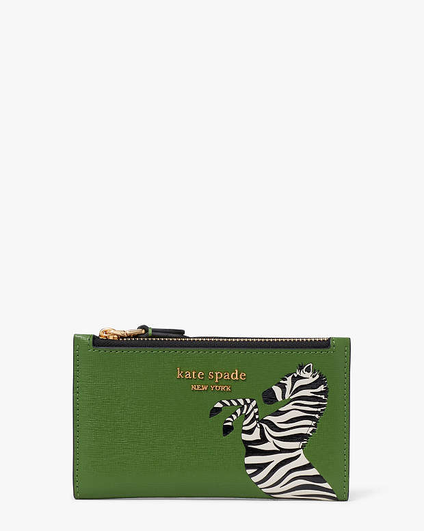Ziggy Zebra Embellished Small Slim Bifold Wallet | Kate Spade New York