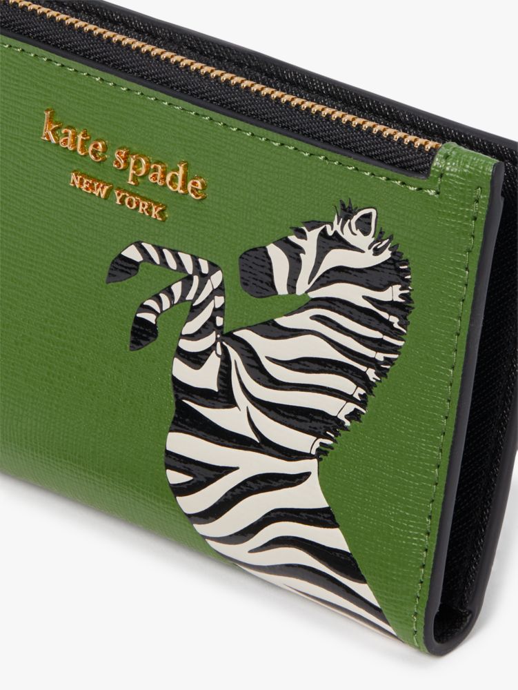 Shop kate spade new york 2 park avenue Zebra Patterns Calfskin Saffiano  Leather Folding Wallet (KD684 BLC) by puddingxxx