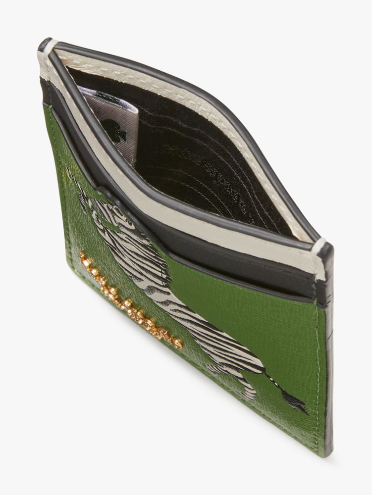 Kate Spade,Ziggy Zebra Embellished Cardholder,Bitter Greens