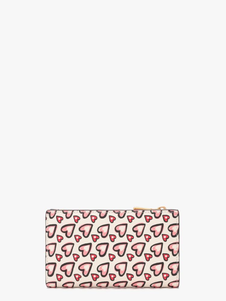Kate Spade,モーガン ファンシー ハート スモール スリム バイフォールド ウォレット,財布小物,クリームマルチ
