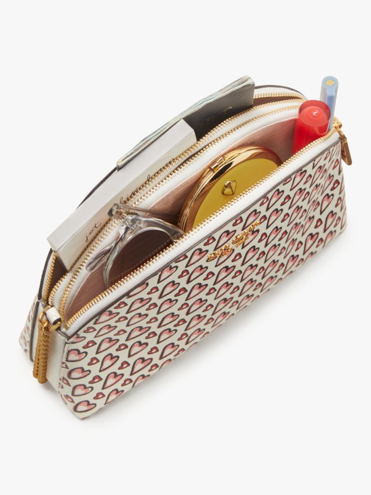 Kate Spade,Morgan Fancy Hearts Double-zip Dome Crossbody,