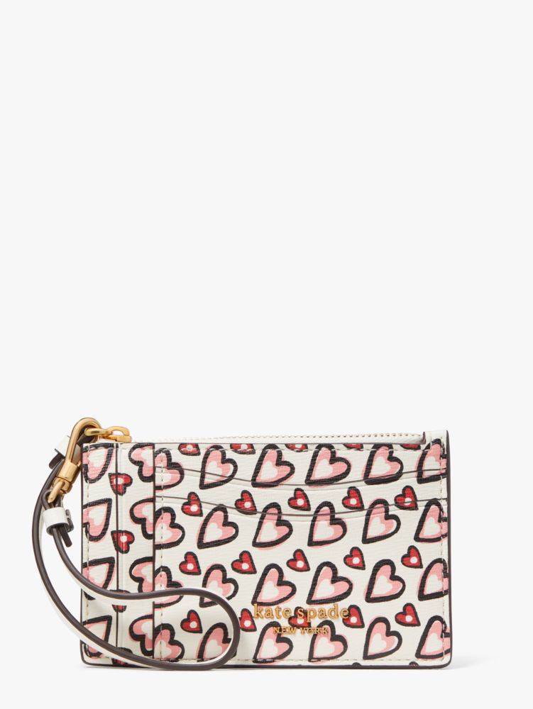 Kate Spade,モーガン ファンシー ハート コイン カード ケース リスレット,財布小物,クリームマルチ