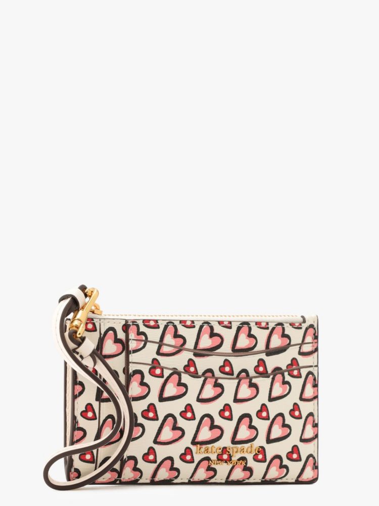Kate Spade,モーガン ファンシー ハート コイン カード ケース リスレット,財布小物,クリームマルチ