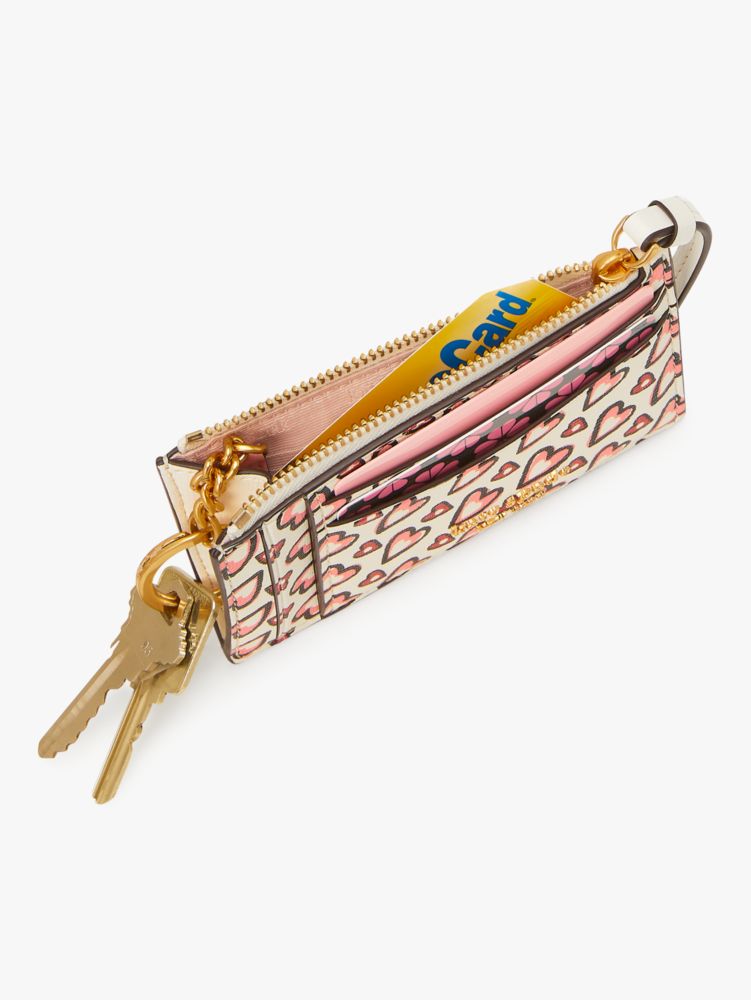 Kate Spade,モーガン ファンシー ハート コイン カード ケース リスレット,財布小物,クリームマルチ