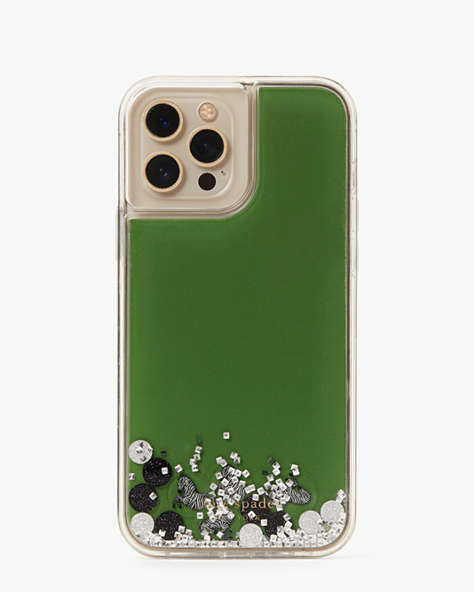 Kate Spade,Zebra Liquid Glitter iPhone 13 Pro Max Case,Black Multi