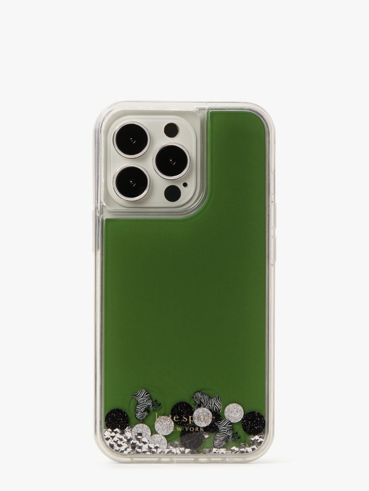 Kate Spade,Zebra Liquid Glitter iPhone 13 Pro Case,