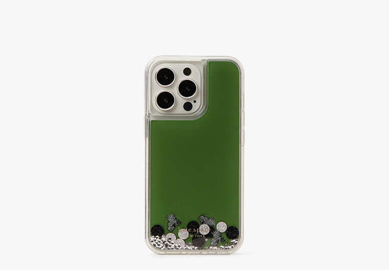Kate Spade,Zebra Liquid Glitter iPhone 13 Pro Case,Black Multi