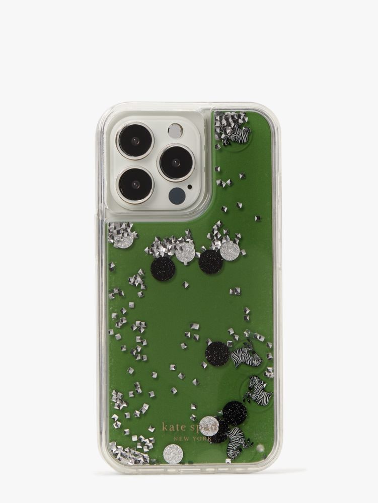 Kate Spade,Zebra Liquid Glitter iPhone 13 Pro Case,