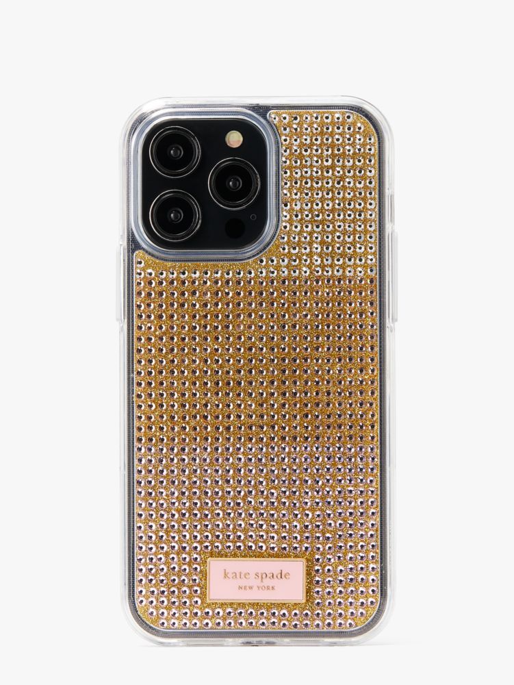 Kate Spade,Rock Candy Rhinestone Embossed iPhone 14 Pro Max Case,Case,Logo,Metal,Embellished,Rhinestones,Casual,