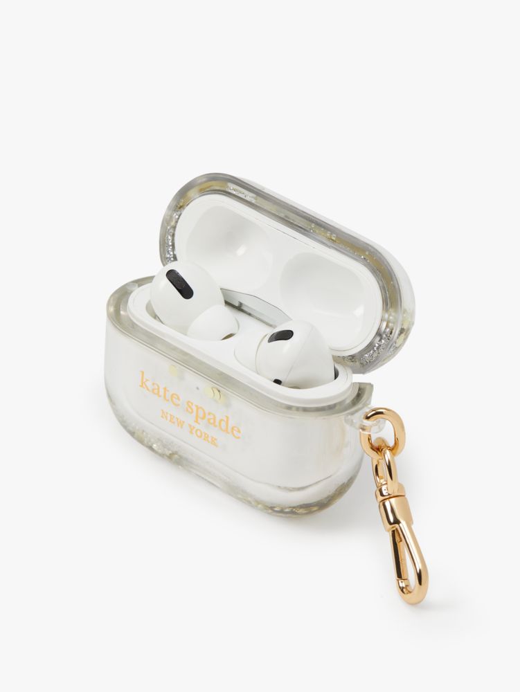 Kate Spade,Pearl & Pavé Liquid Glitter Airpods Pro Case,Halo White