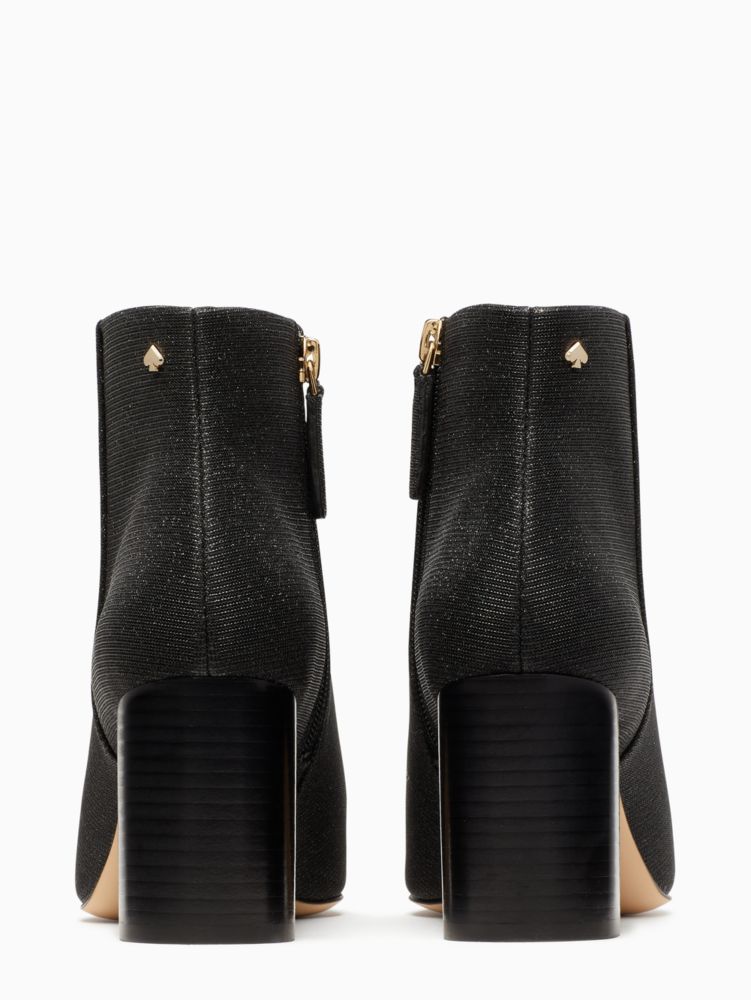 Kate Spade,Giselle Booties,Rubber,Faux Leather,Lurex,Bootie,Metal,Logo,Pull Tab,Gold Metal,Day Party,Casual,Black
