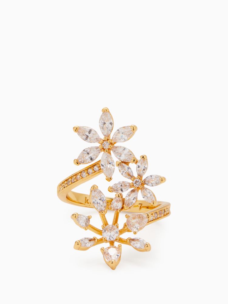 Kate Spade,snow day snowflake ring,50%,Clear/Gold