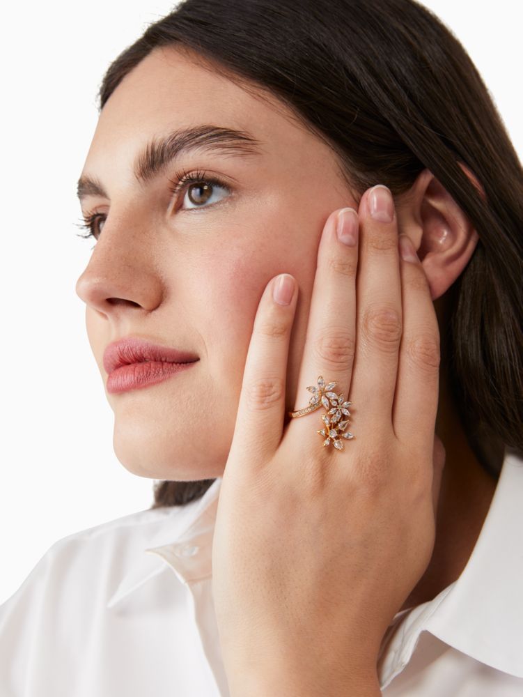Kate Spade,snow day snowflake ring,50%,Clear/Gold