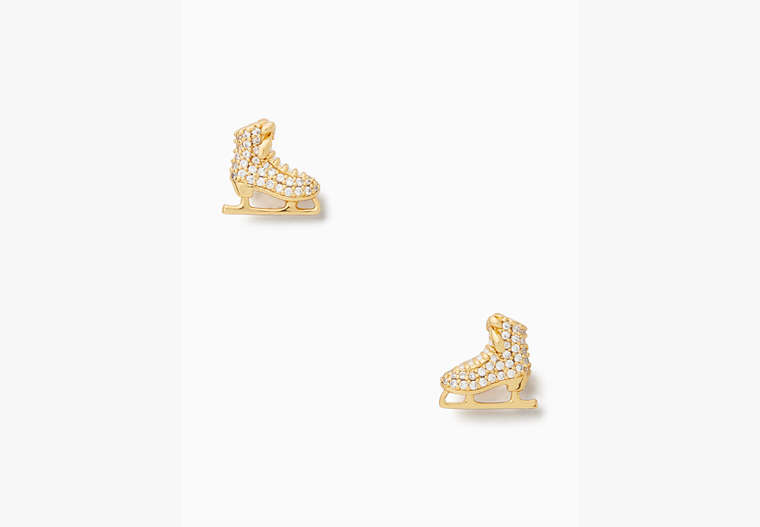 Kate Spade,snow day ice skate stud earrings,50%,Clear/Gold