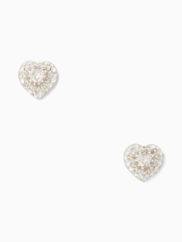 Kate Spade,something sparkly heart clay pave studs,40%,Clear/Silver