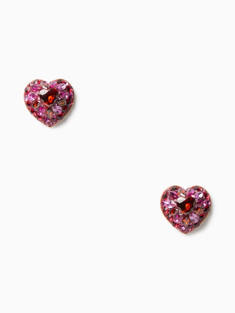 Kate Spade,something sparkly heart clay pave studs,40%,Red Multi