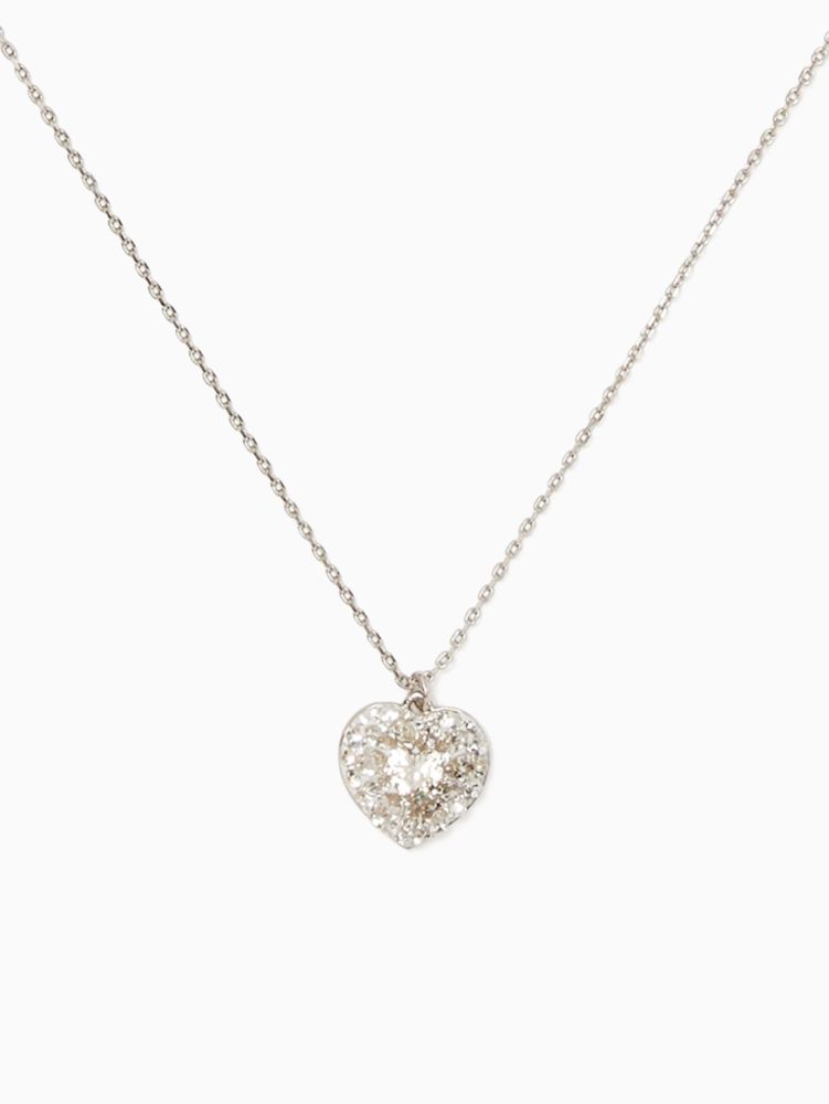 Kate Spade,something sparkly heart clay pave pendant,50%,Clear/Silver