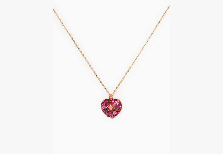 Kate Spade,something sparkly heart clay pave pendant,50%,Red Multi image number 0