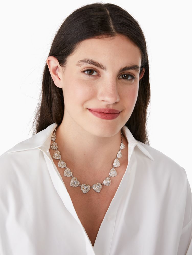 Kate Spade,something sparkly pave statement necklace,60%,Clear/Silver