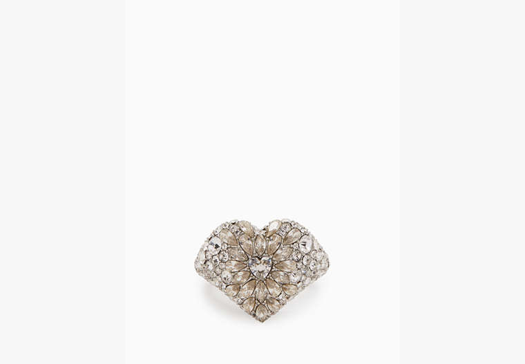 Kate Spade,something sparkly heart clay pave ring,60%,Clear/Silver image number 0