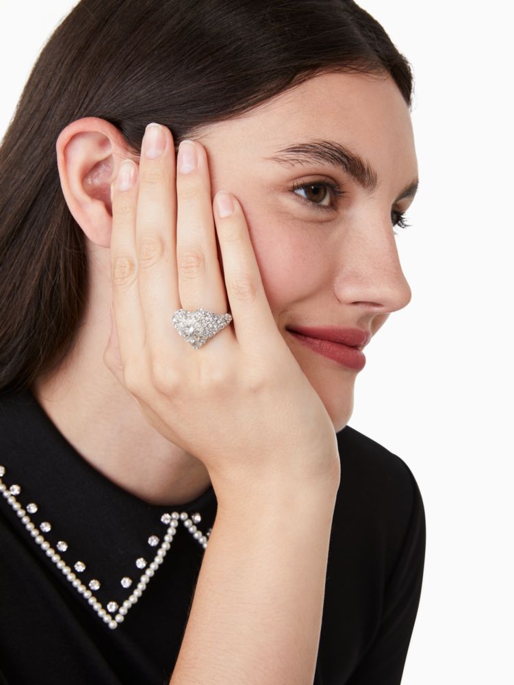Kate Spade,something sparkly heart clay pave ring,60%,