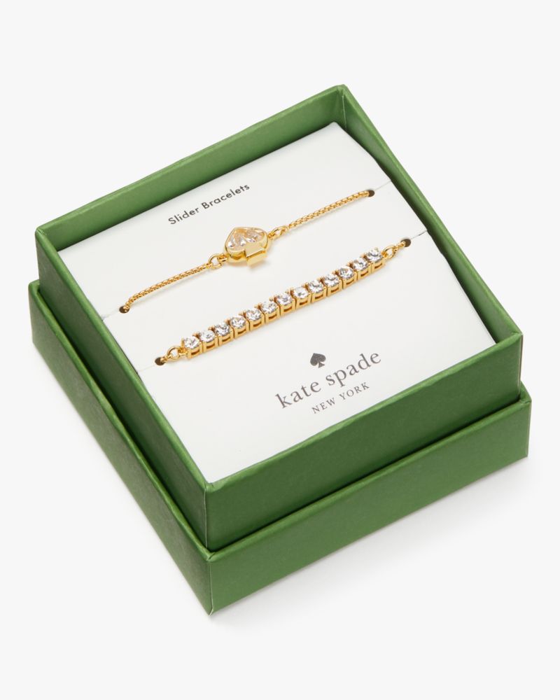 Kate Spade,everyday spade slider bracelet set,Clear/Gold
