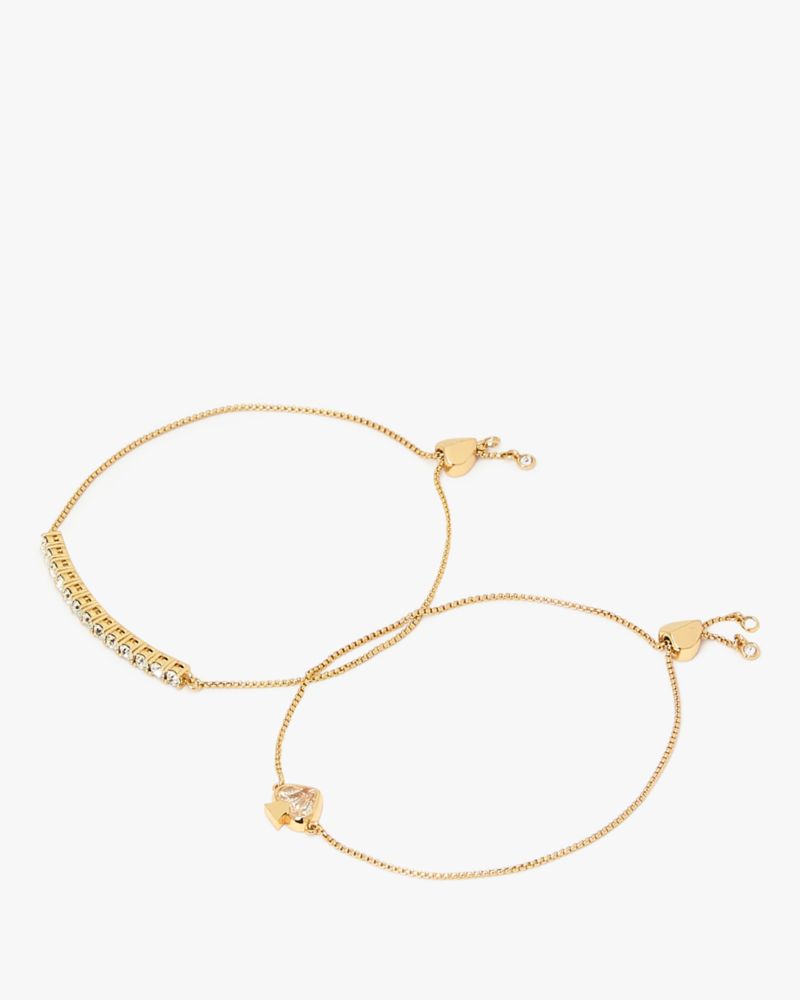 Kate Spade,everyday spade slider bracelet set,Clear/Gold