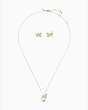Kate Spade,all tied up pendant and studs set - boxed,Cream/Silver.