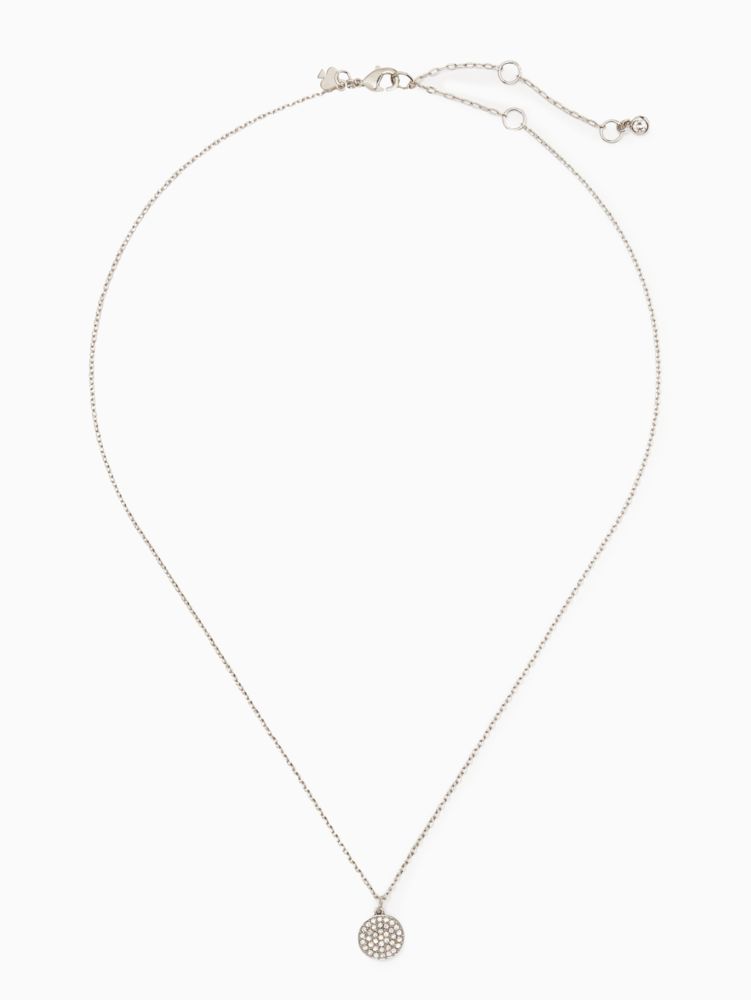 Kate Spade,shine on pave pendant necklace,Clear/Silver