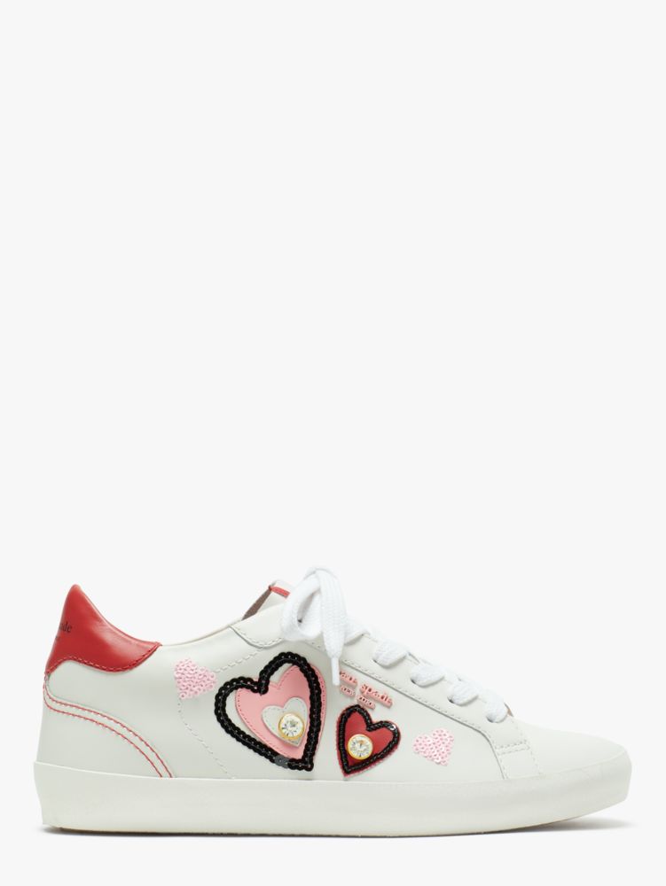 Kate Spade,Ace Hearts Sneakers,Casual,Optic White/ Engine Red