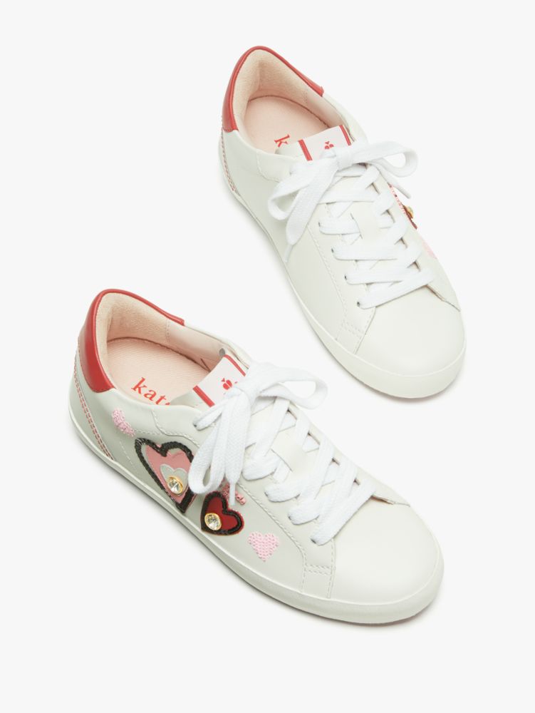 Kate Spade,Ace Hearts Sneakers,Casual,Optic White/ Engine Red