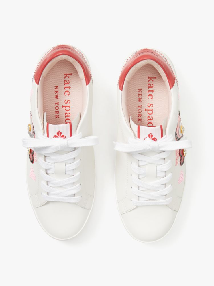 Kate Spade,Ace Hearts Sneakers,Casual,Optic White/ Engine Red