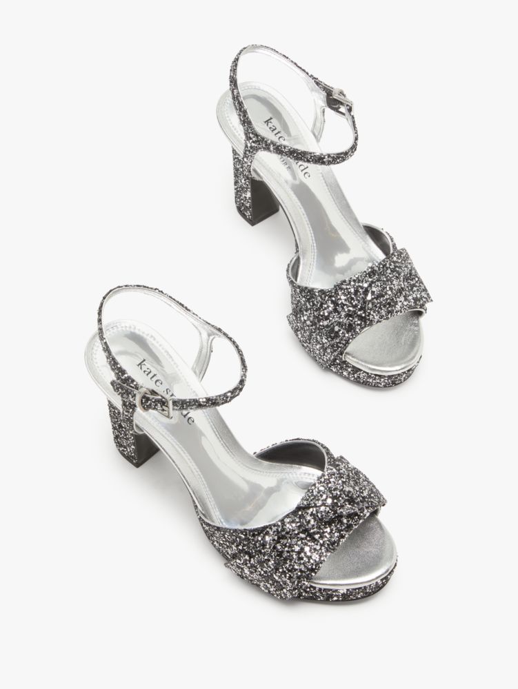 Kate Spade,Miya Sandals,Glitter,Evening,Black Silver