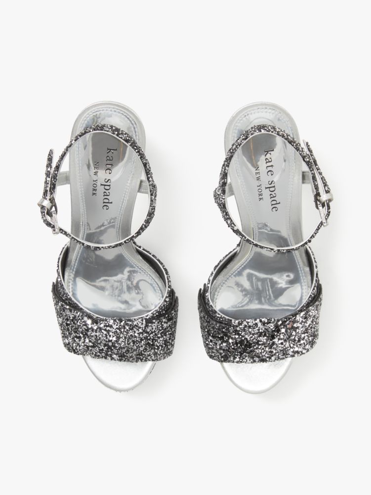 Kate Spade,Miya Sandals,Glitter,Evening,Black Silver