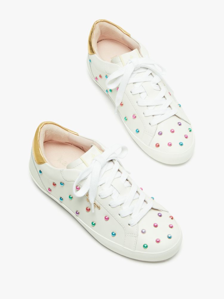 Kate Spade,Ace Gem Sneakers,Casual,Optic White / Gold