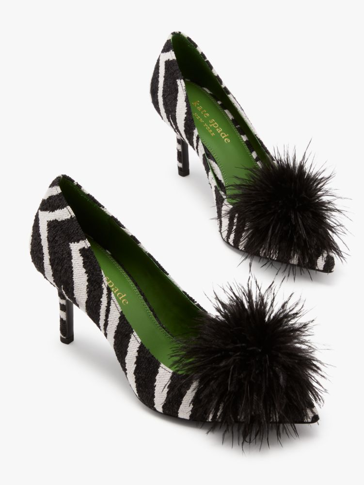 Kate Spade,Marabou Pumps,Rubber,Pumps,Embellished,Feather,Party,Multi Color