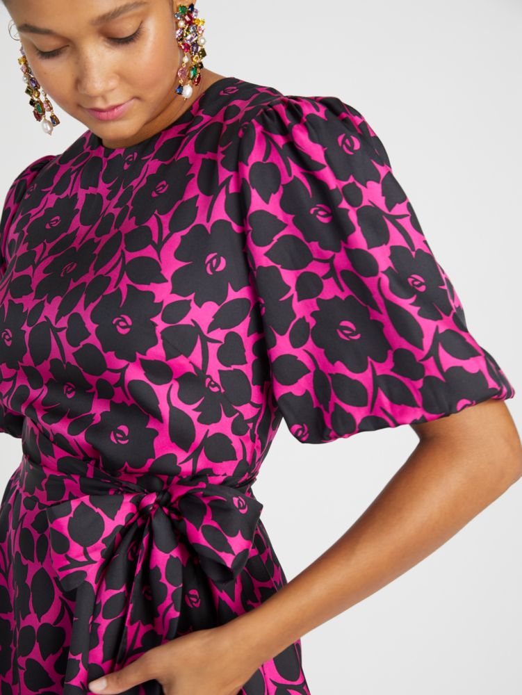Kate Spade,Rosy Garden Tie-Waist Dress,Cocktail,Rosa Plum