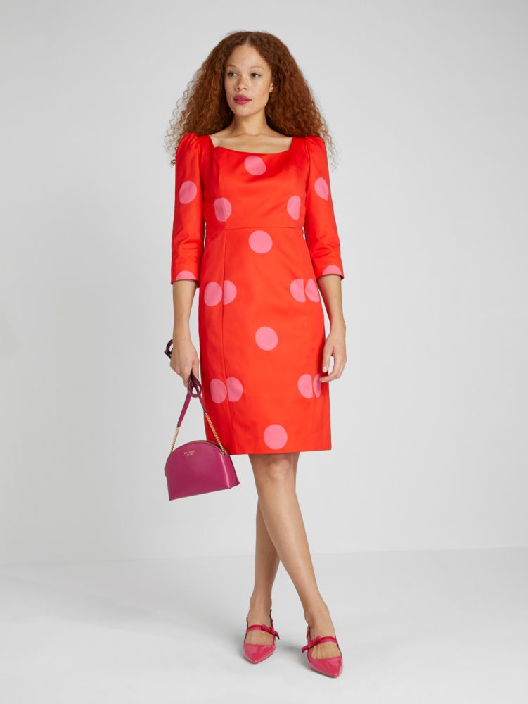Kate Spade,Giant Dot Faille Sheath Dress,Lining Polyester,Polyester,Sheath,No Embellishment,Lined,Day Party,Red
