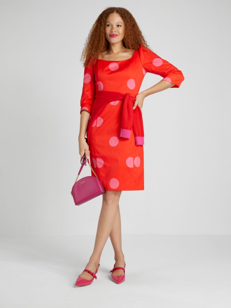 Kate Spade,Giant Dot Faille Sheath Dress,Lining Polyester,Polyester,Sheath,No Embellishment,Lined,Day Party,Red