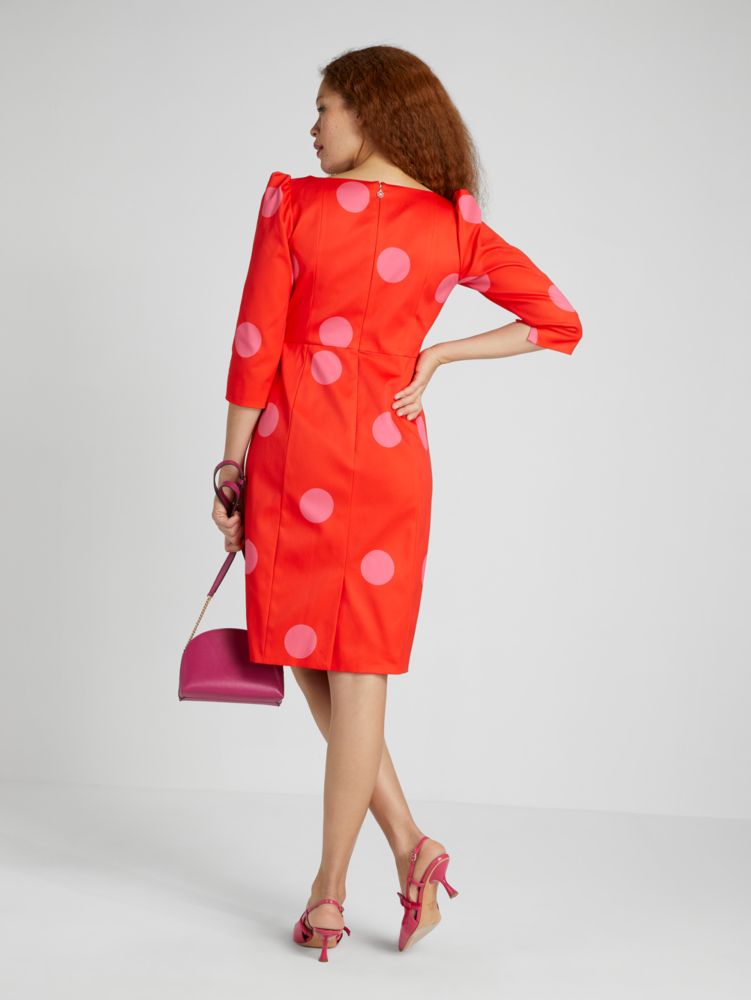 Kate Spade,Giant Dot Faille Sheath Dress,Lining Polyester,Polyester,Sheath,No Embellishment,Lined,Day Party,Red