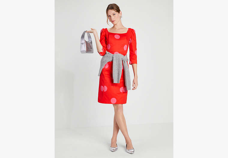 Kate Spade,Giant Dot Faille Sheath Dress,Cocktail,Flame Scarlet image number 0