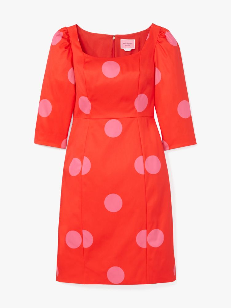 Kate Spade,Giant Dot Faille Sheath Dress,Lining Polyester,Polyester,Sheath,No Embellishment,Lined,Day Party,Red