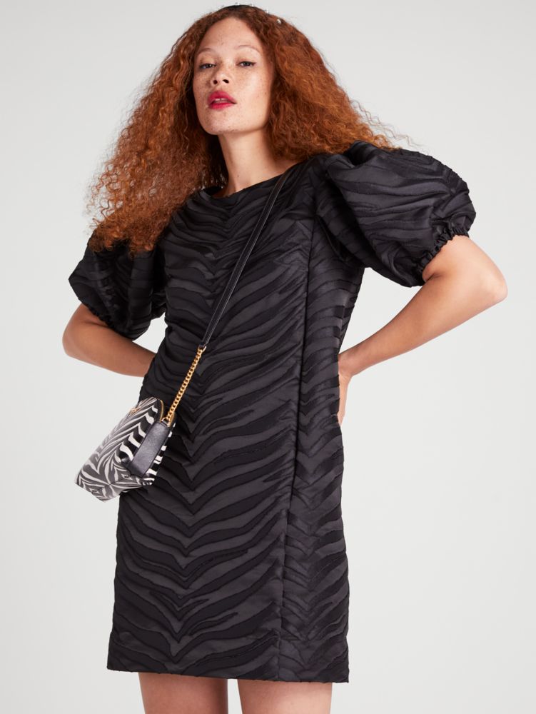 Zebra-print silk jacquard gown