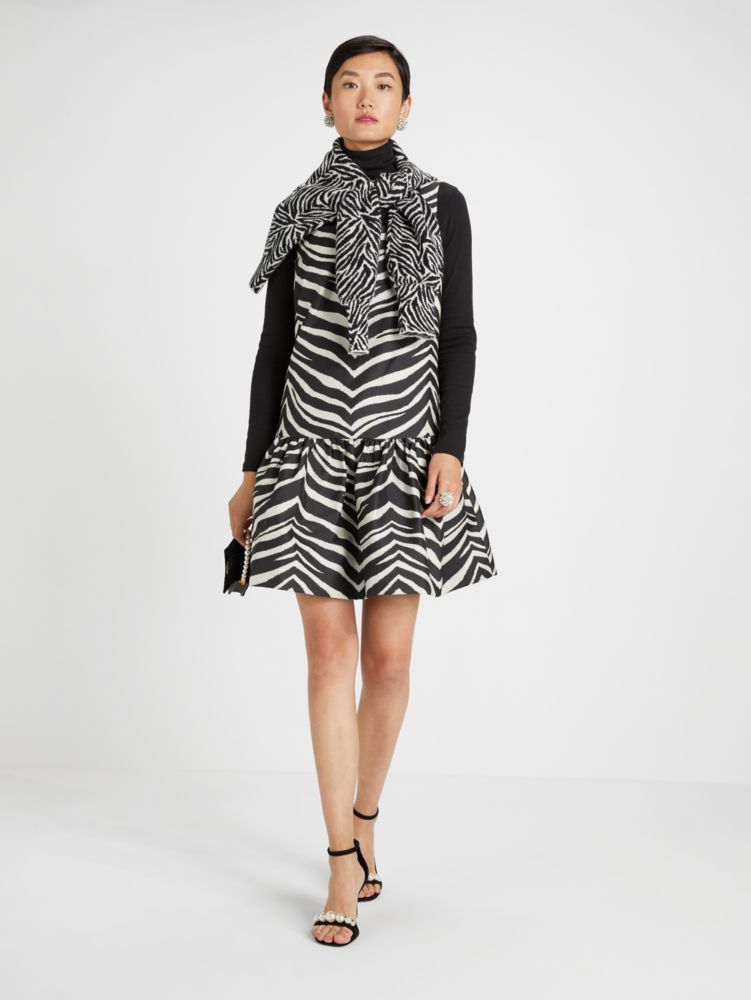 Kate Spade,Bold Zebra Taffeta Shift Dress,Multi Color