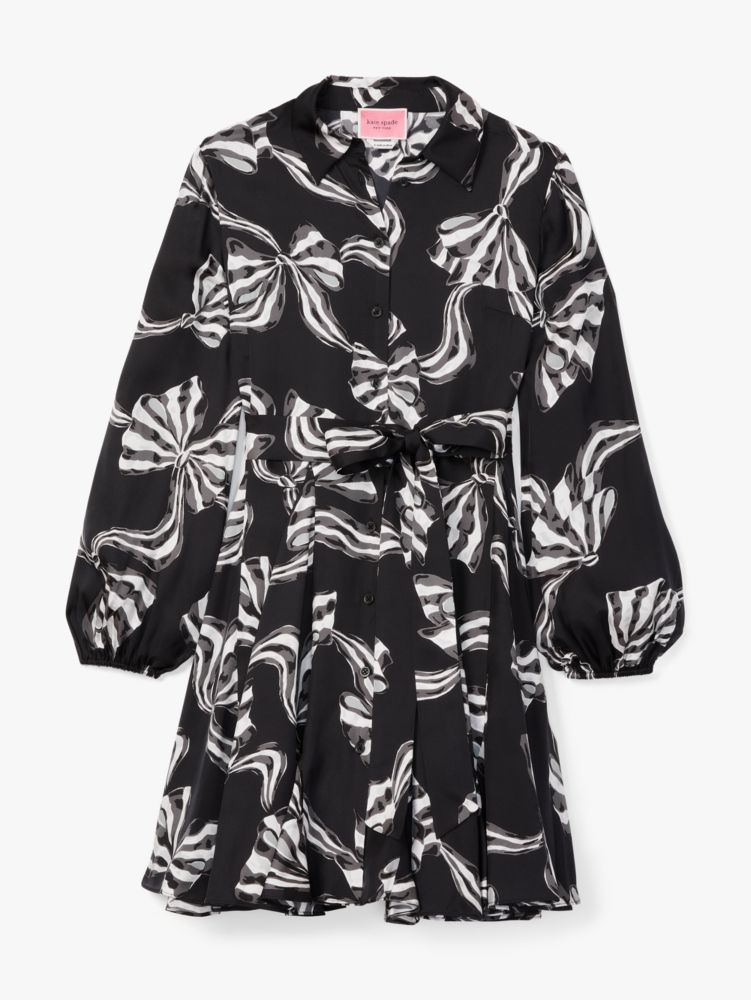 Kate Spade,ボウ ティフル シルク ブレンド ツイル シャツドレス,全てのアウトレット,ブラック