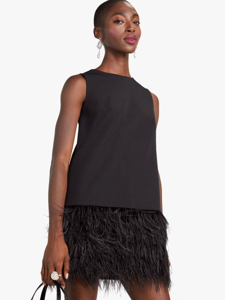 Black Feather Dresses, Black Feather Trim Dresses