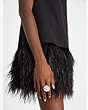 フェザー トリム クレープ シフト ドレス, Black, Product